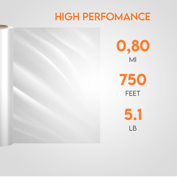 Stretch wrap clear 18", 0.80 mil (80 Gauge), 750 ft, 5.1 lb/roll, BOX: 6 roll