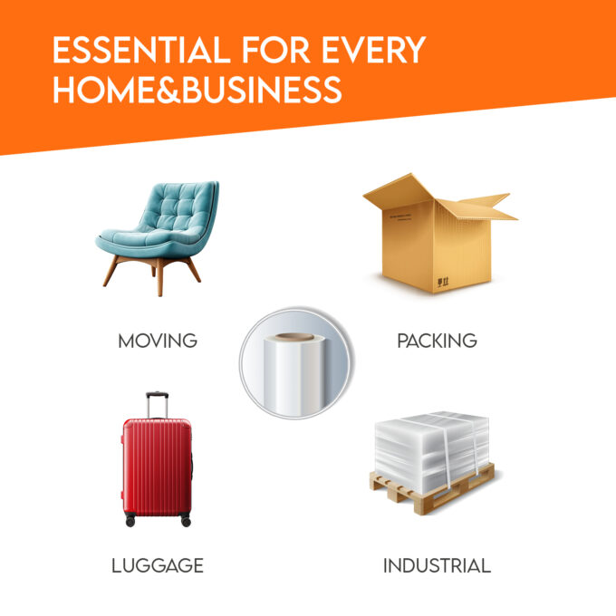 Stretch wrap clear 18", 0.80 mil (80 Gauge), 750 ft, 5.1 lb/roll, BOX: 6 roll