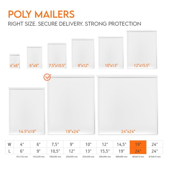 19x24 Poly Mailers Shipping Bags White 2.0 mil